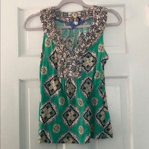 Floral, geometric patterned tank top